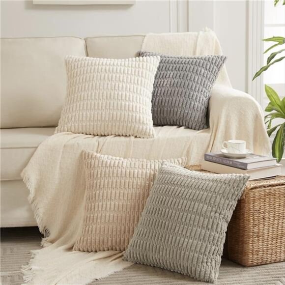 NEW West Elm (Set 4) Multicolor Velvet Corduroy Throw Pillow Cover Sham 18 x 18 - Picture 7 of 11